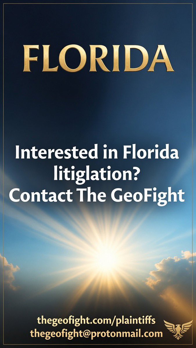 Tboo211's tweet photo. FLORIDA residents who are interested in learning more about potential litigation efforts aimed at protecting our skies, reach out to @TheGeoFight_com 

They are actively evaluating cases and gathering information for legal action in coordination with multiple law firms. You can request a case review or submit relevant evidence through their website:
https://t.co/uEgmTbJLw2
Or contact them directly at:
thegeofight@protonmail.com