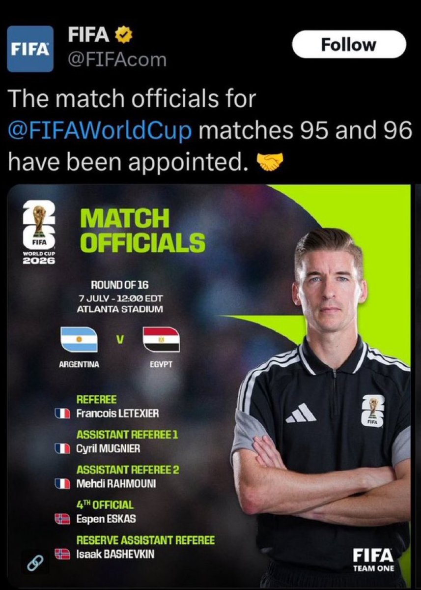 Querida666's tweet photo. El amaño de la #mafifa es este: un árbitro frances para Argentina, y un árbitro argentino para Francia, asi de paso los dos se clasifican y se quitan a los molestos equipos africanos de la copa.1/2 mision completada,robo descarado a Egipto, imagino otro a #marruecos
#mafia #egypt https://t.co/kXsIS3EGzV