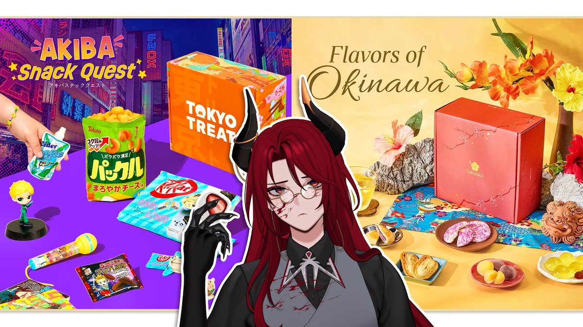 HiiragiYuu_Vt's tweet photo. July TokyoTreat and Sakuraco themed boxes are here!🥂 This month we're getting Akiba Snack Quest🎮 and Flavours of Okinawa🌊

It's the Demon Lord's first handcam! (claw cam???) Come watch him hamfist his way through some snacks🤭

🗓️ July 7th at 7:00pm PDT / 10:00pm EDT https://t.co/kpAnHI1loR
