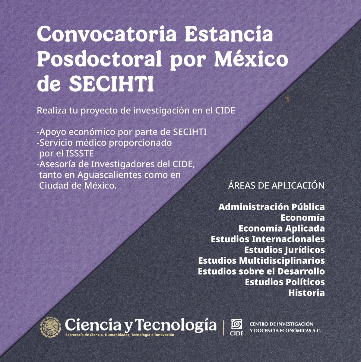 CIDE_MX's tweet photo. Ya está abierta la convocatoria para las Estancias Posdoctorales por México de @Secihti_Mx
 
Si estás interesado en realizar una EPM dentro del #CIDE, bajo la modalidad de Becas de Consolidación, esta es tu oportunidad.

Revisa la convocatoria en: https://t.co/AV5Qvz84Cf https://t.co/4QsFN4rGkv