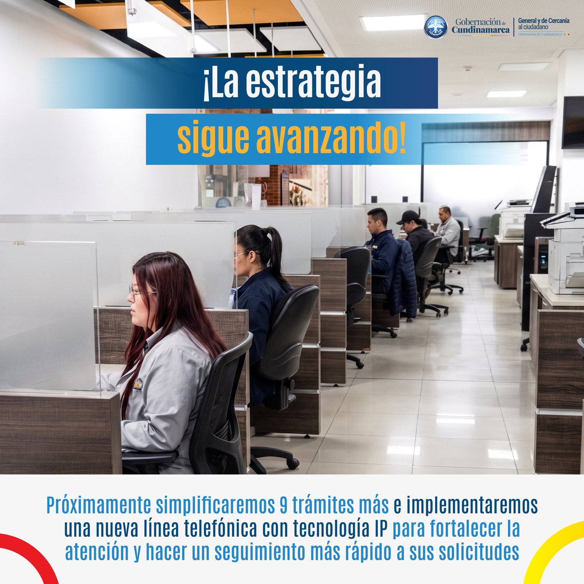 SecGeneralCundi's tweet photo. Simplificar los trámites es acercar la @CundinamarcaGob a la ciudadanía.

Con la estrategia de racionalización de trámites impulsamos acciones que facilitan el acceso a los servicios y promueven una atención más ágil, eficiente y cercana. https://t.co/4EMNTGwo4c