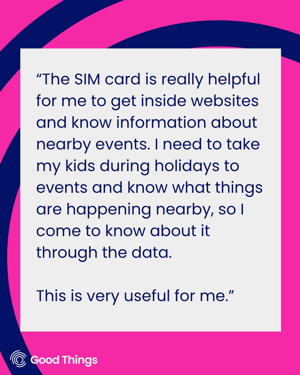 GoodThingsFdn's tweet photo. Summer holidays without data can make keeping kids entertained twice as hard. A free SIM helped Vaishnavi connect with her community and find fun events for her children. ☀️

See how our National Databank bridges the digital divide: https://t.co/549IkcBpCS https://t.co/Qa6MvpYoWq