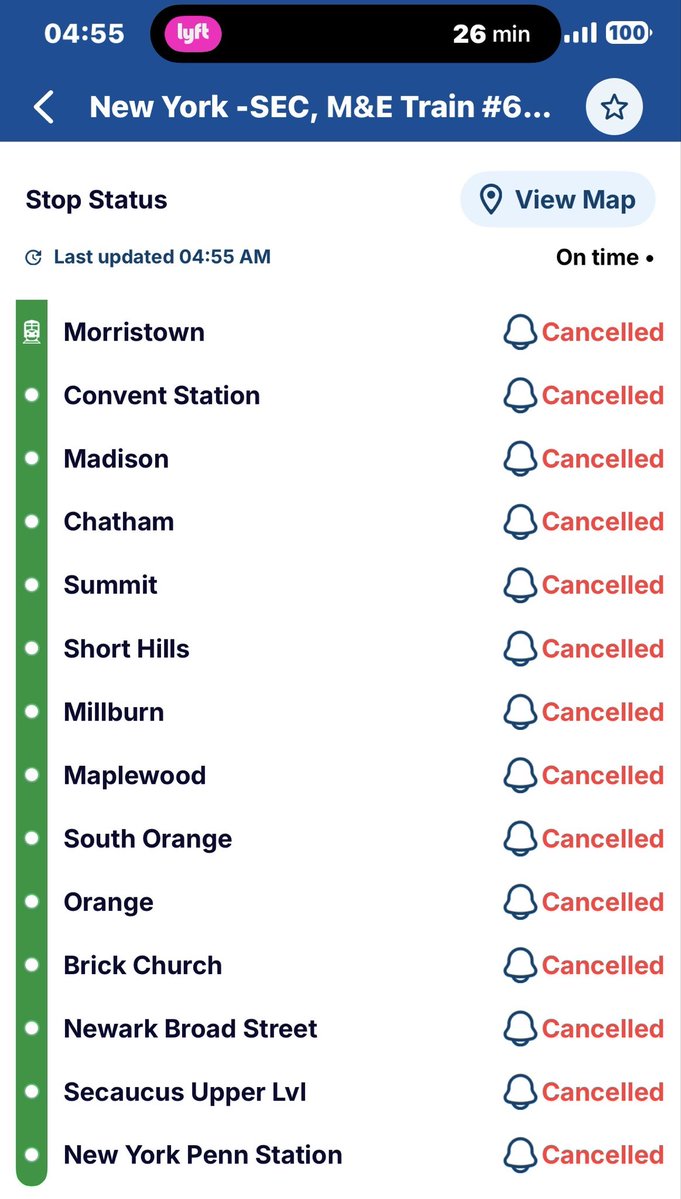 DarrylDamani's tweet photo. @NJTRANSIT Last minute cancelation and I was checking the app every hour. Canceled 15 minutes before my train was scheduled to arrive.  I had to scramble again for another $80 Uber ride to nyc. Please update status sooner than 15 minutes before scheduled arrival https://t.co/MSHVOCT4di
