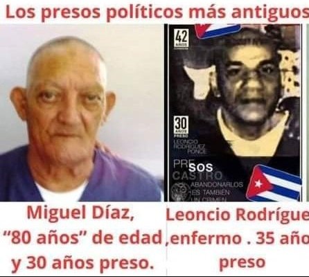 Libertad12021's tweet photo. 🇨🇺 No podemos olvidar a los presos políticos más antiguos y sufridos de Cuba. 
- Miguel Díaz Bouza, 30 años preso. 
- Leoncio Rodríguez, 35 años preso. 
Los dos merecen nuestro respeto. No los dejemos solos.  Exijo su liberación inmediata. https://t.co/L2S49fchn5