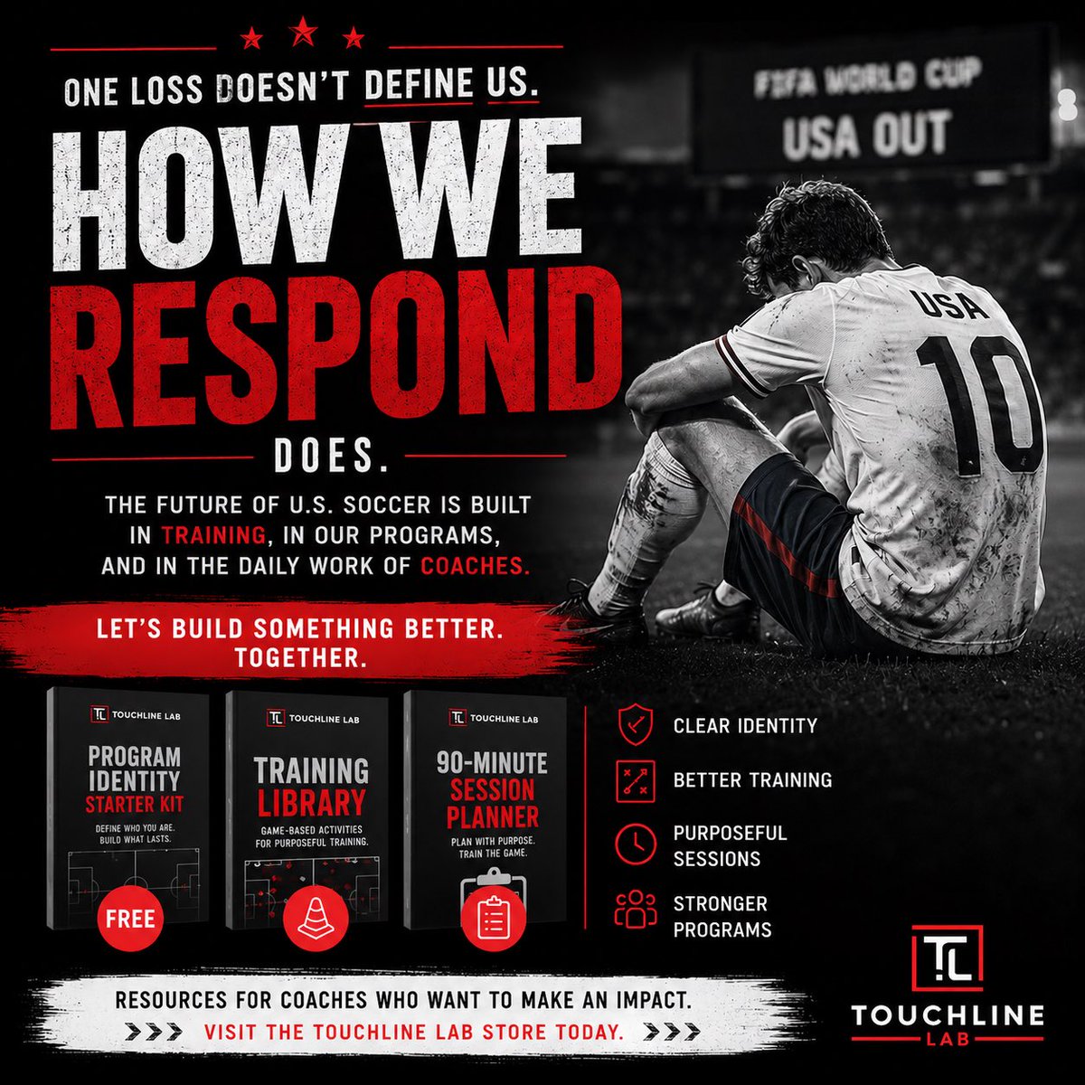 TouchlineLab's tweet photo. The growth of the beautiful game in the United States depends on our coaches, and helping coaches develop successful programs is our passion!

Don’t forget, our Program Identity Starter Kit is FREE at our online store!

https://t.co/wru6Z05VgV https://t.co/n0LpuIqemo
