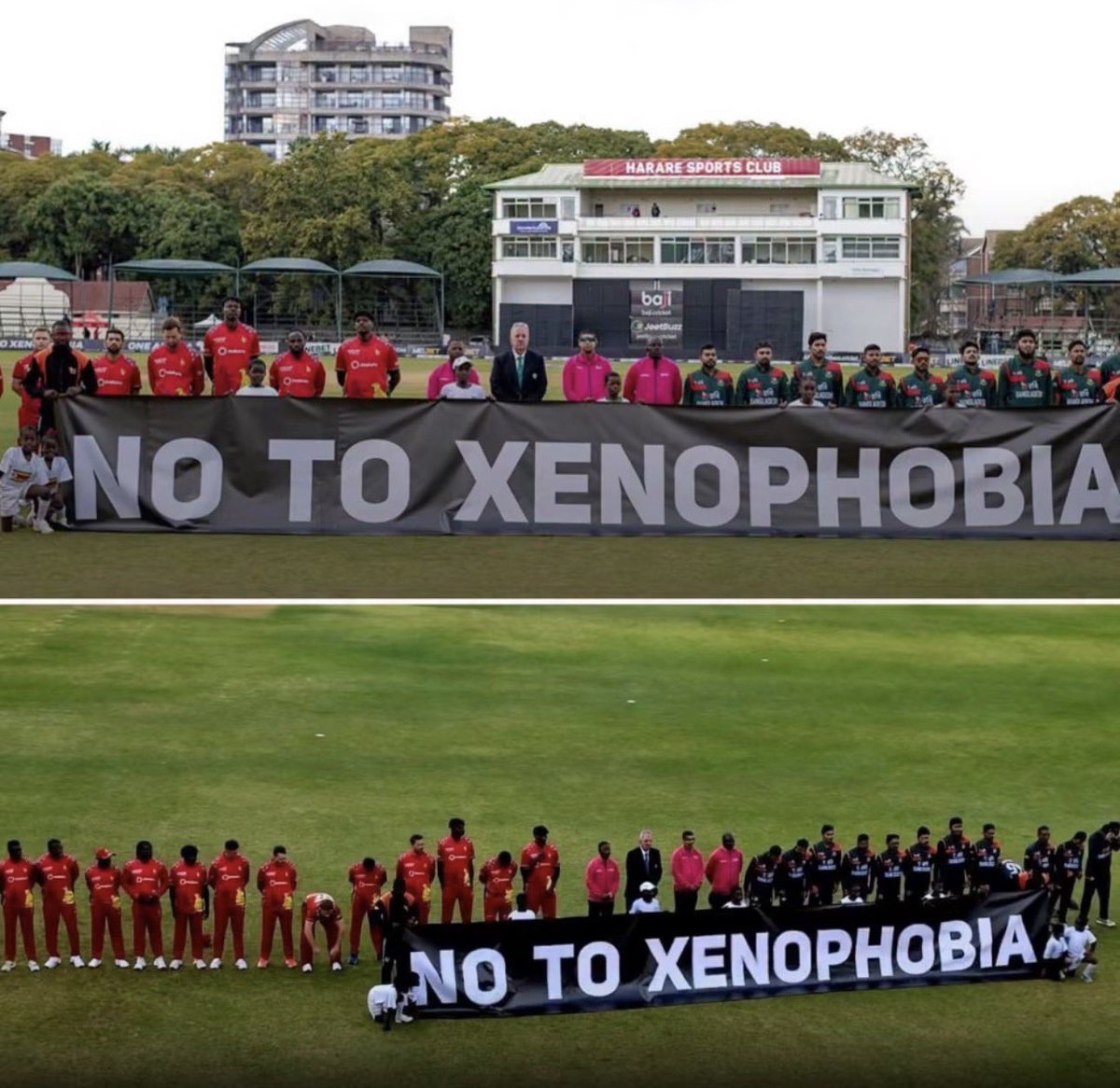 daddyhope's tweet photo. The Bangladesh cricket team joined hands with the Zimbabwean cricket team to send a clear message against xenophobia. Images such as these are now circulating around the world, further damaging South Africa’s international reputation.

This is exactly what the adversaries and enemies of South Africa, and those who sponsor and exploit xenophobic and Afrophobic attacks, want. Their objective is to isolate South Africa from the rest of Africa and the wider international community, make it more difficult for South African businesses to secure contracts across the continent and beyond, and ultimately weaken the country’s economy. 
Economic hardship then becomes fertile ground for instability and chaos.

Any sensible, educated and patriotic South African should understand what is at stake. Words and actions that reinforce the perception that South Africa is hostile to fellow Africans do not serve the country’s national interest. They undermine South Africa’s standing in the region, on the continent and internationally.

The narrative spreading across Africa and beyond is that South Africa is becoming a xenophobic and Afrophobic country. Every incident that reinforces that perception makes it harder for South African businesses, investors and workers who depend on strong relationships with the rest of the continent.

Patriotism is not about shouting slogans on social media. It is about protecting your country’s reputation, economic interests and long-term prosperity. Anyone who continues to normalise or justify xenophobia is not strengthening South Africa; they are helping to damage its international reputation and, with it, the very economy on which millions of South Africans depend.