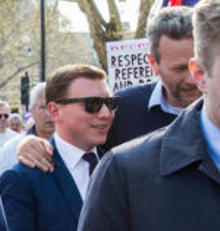 nickreeves9876's tweet photo. Here's a photo of Nigel Farage, convicted fraudster and criminal money-laundering expert "Posh" George Cottrell, and Russian asset Nathan Gill. And here's the Russian asset with his hand on the fraudster's shoulder. And just what was the money-laundering expert doing with Farage and Harborne, and why does Farage need a money-laundering expert as a close associate?