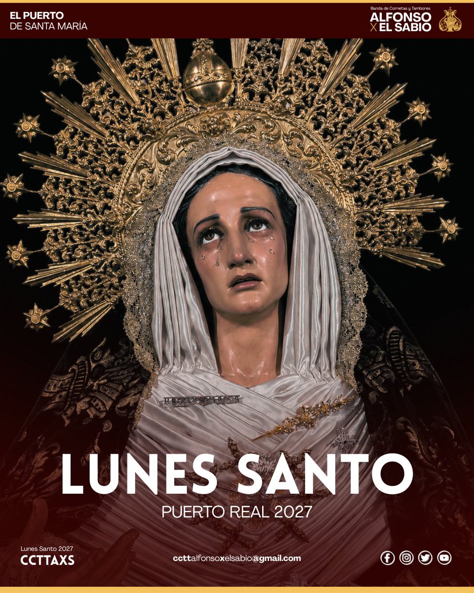 CCTTAlfonsoX's tweet photo. 𝗟𝗨𝗡𝗘𝗦 𝗦𝗔𝗡𝗧𝗢 2027
 
Por el contrato que firmamos el año pasado junto con la Hdad. Dolores de una duración de dos años, recordamos que el próximo Lunes Santo volveremos a ir hasta Puerto Real para acompañar al Señor de la Misericordia y a María Santísima de los Dolores. https://t.co/Ngo2fLA2WN