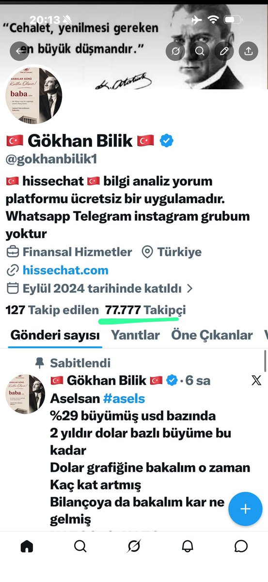 gokhanbilik1's tweet photo. Harika bir sayı dizisi 77.777 

Teşekkür ederim 

Türkiye’deki 🇹🇷
Bireysel Yatırımcı için 

Elimden geleni yapmaya çalışıyorum 

Sağolun Varolun 💫🇹🇷🙏

Kendi uygulamam olan 
HisseChat #hissechat 

👉 tıkla @HisseChat indir 

Sansürsüz video analizlerim ile ordayım ❗️

Android:
https://t.co/uz5fyUortL…

Apple Store:
https://t.co/27GXfK5biI…