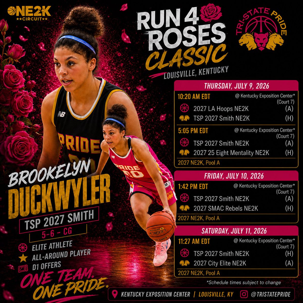 brookelynduck's tweet photo. One last ride. 🏀

Final AAU week of the summer at Run 4 the Roses in Louisville, KY. Here’s my schedule—come watch us compete! @tristpridebball https://t.co/kMR6Ty0KdP