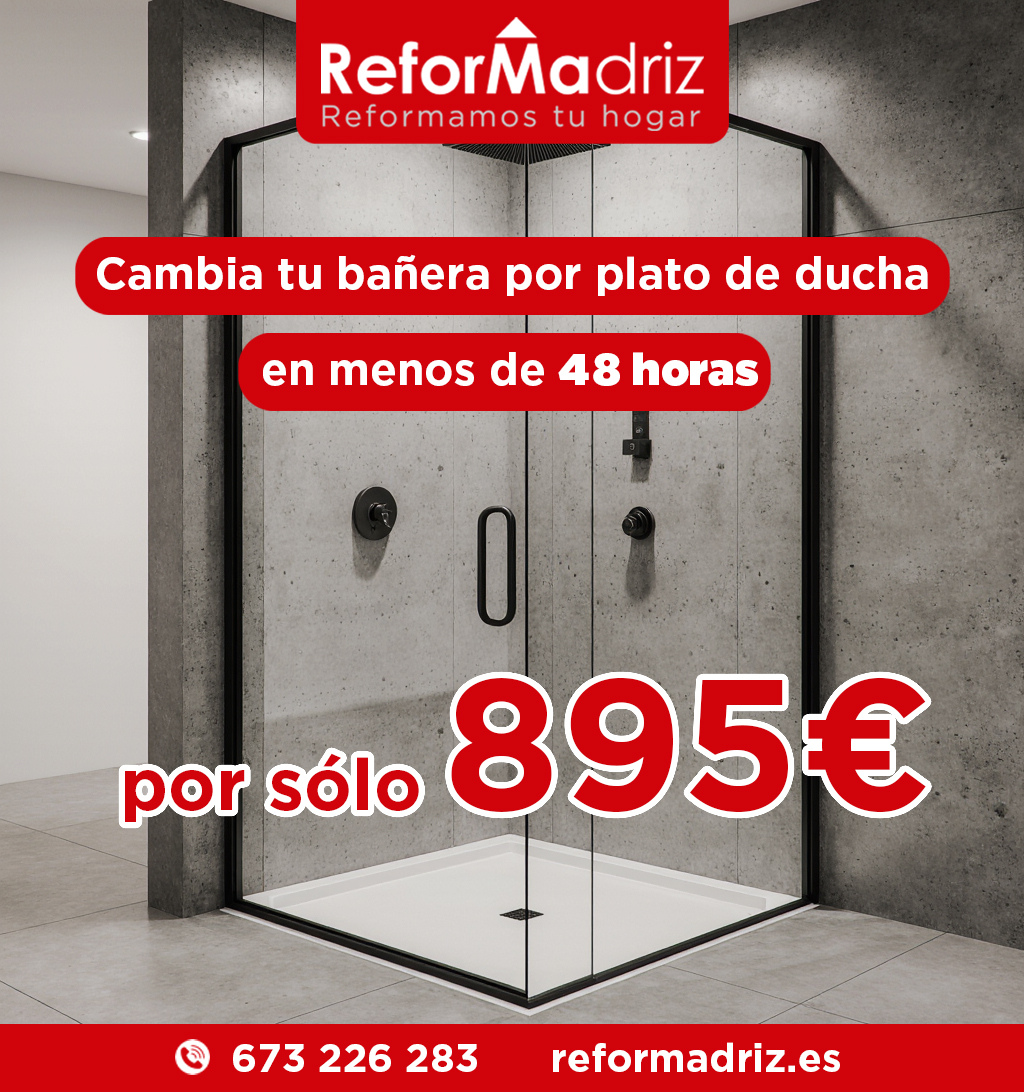 ReforMadriz's tweet photo. ☀️ OFERTA DE VERANO
Cambio de bañera por plato de ducha en menos de 48 horas desde solo 895 €.
✔️ Plato de ducha de resina antideslizante de primeras calidades.
✔️ Instalación rápida y limpia.
✔️ Mayor seguridad, comodidad y accesibilidad.
✔️ Acabados profesionales y garantía. https://t.co/6t32BtL1Je