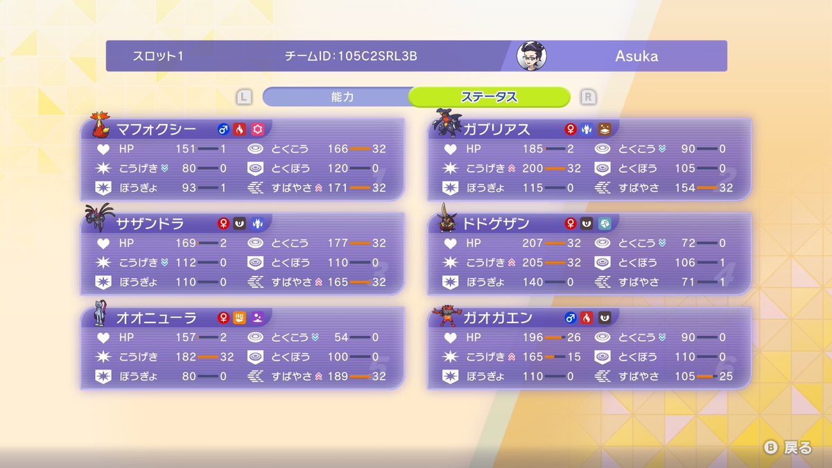 asuka_pkmn's tweet photo. メガマフォクシーの1メガでダブルバトルレート2300にあげた構築です🦊🧹

メガマフォクシーは介護せず、グッドスタッフの一員として強く使うことを意識しました

ガオガエン以外の細かい調整はほぼ意味ないと感じたのでぶっぱです

code：105C2SRL3B

振り返り用に構築記事を書こうかなと思ってます📝 https://t.co/fXaaiKzg0f