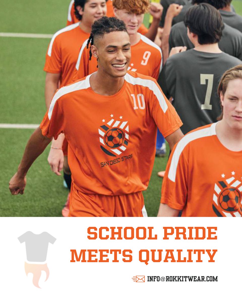 Rokkitwear's tweet photo. Your team deserves uniforms that look great, perform under pressure, and represent your school with pride. At Rokkitwear, we create custom apparel designed for athletes, students, coaches, and fans using premium materials that deliver comfort, durability, and a professional look from the first game to the championship. Whether you're outfitting an entire team or refreshing your school's spirit wear, we're here to help bring your vision to life. 📩 Contact us today at info@rokkitwear.com to get started on your custom apparel order. #Rokkitwear #SchoolPride #CustomApparel #TeamUniforms #SchoolSpirit #Sportswear #CustomUniforms #AthleticApparel #SpiritWear #TeamGear