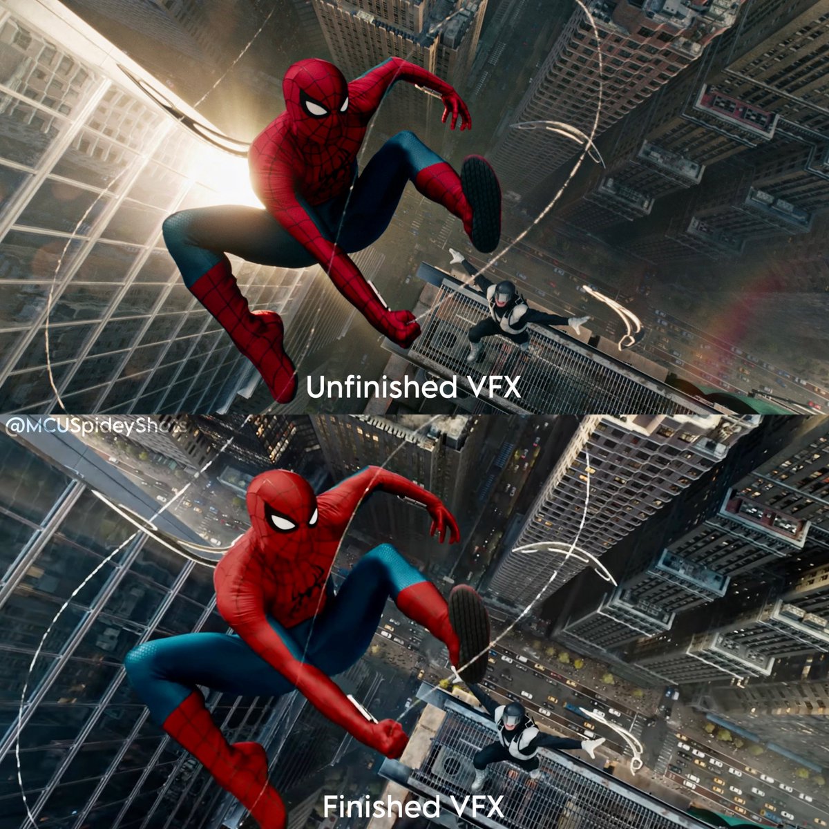 MCUSpideyShots's tweet photo. Although I prefer the bottom one, I can understand why some people prefer the top one https://t.co/eLTzAUKeZY