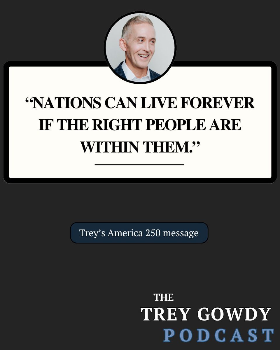 foxnewsradio's tweet photo. What truly makes America great?

While famous names fill history books, @TGowdySC shares that the true heart and soul of the nation often lies in the names we don't know. 

Get the full episode of the Trey Gowdy podcast: https://t.co/gt1s94tmtM https://t.co/1f7v6oDkSG