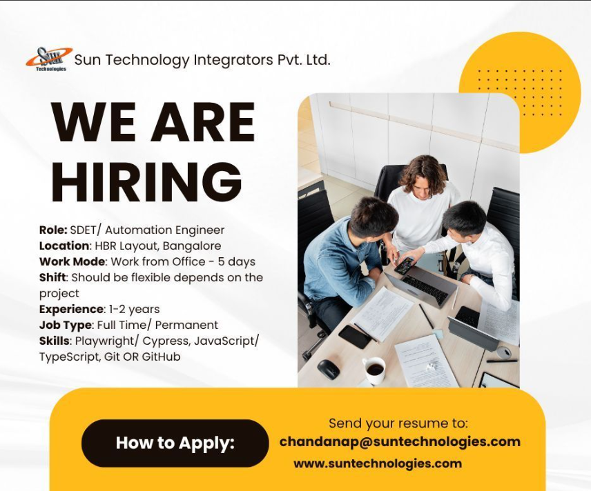 Sun Technologies || Hiring SDETs with 0–2 years of experience Apply ...