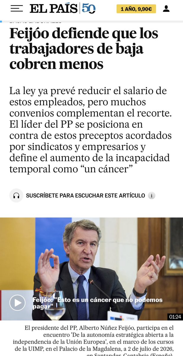 mc_castilla's tweet photo. Hoy Feijóo ha vuelto a demostrar de qué lado está. Cuando un trabajador enferma, el PP propone recortar su salario. Desde el Partido Socialista defendemos que nadie tenga que elegir entre recuperarse o llegar a fin de mes. Queda claro quién está del lado de la clase trabajadora https://t.co/0icxzOZrni