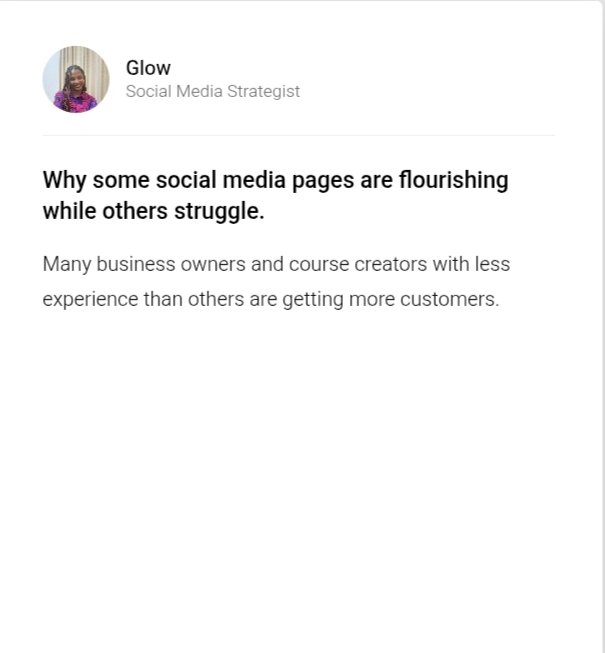 GlowRee17's tweet photo. Growing on social media isn't about doing everything yourself.
The brands winning are getting help with strategy, copy, management, and ads.
Which part are you still trying to figure out?

#ContentStrategy #SocialMediaMarketing #MarketingTips #BuildInPublic
#GlowSmStrategist https://t.co/cFtZdQedbi