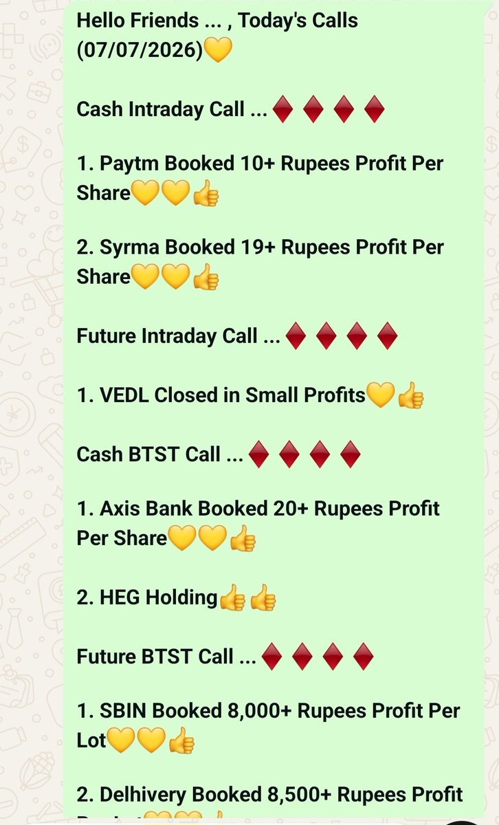 GirijaEquities's tweet photo. Calls On 6th &amp; 7 th July 2026✨💫💛✅ https://t.co/buamYmCCm8