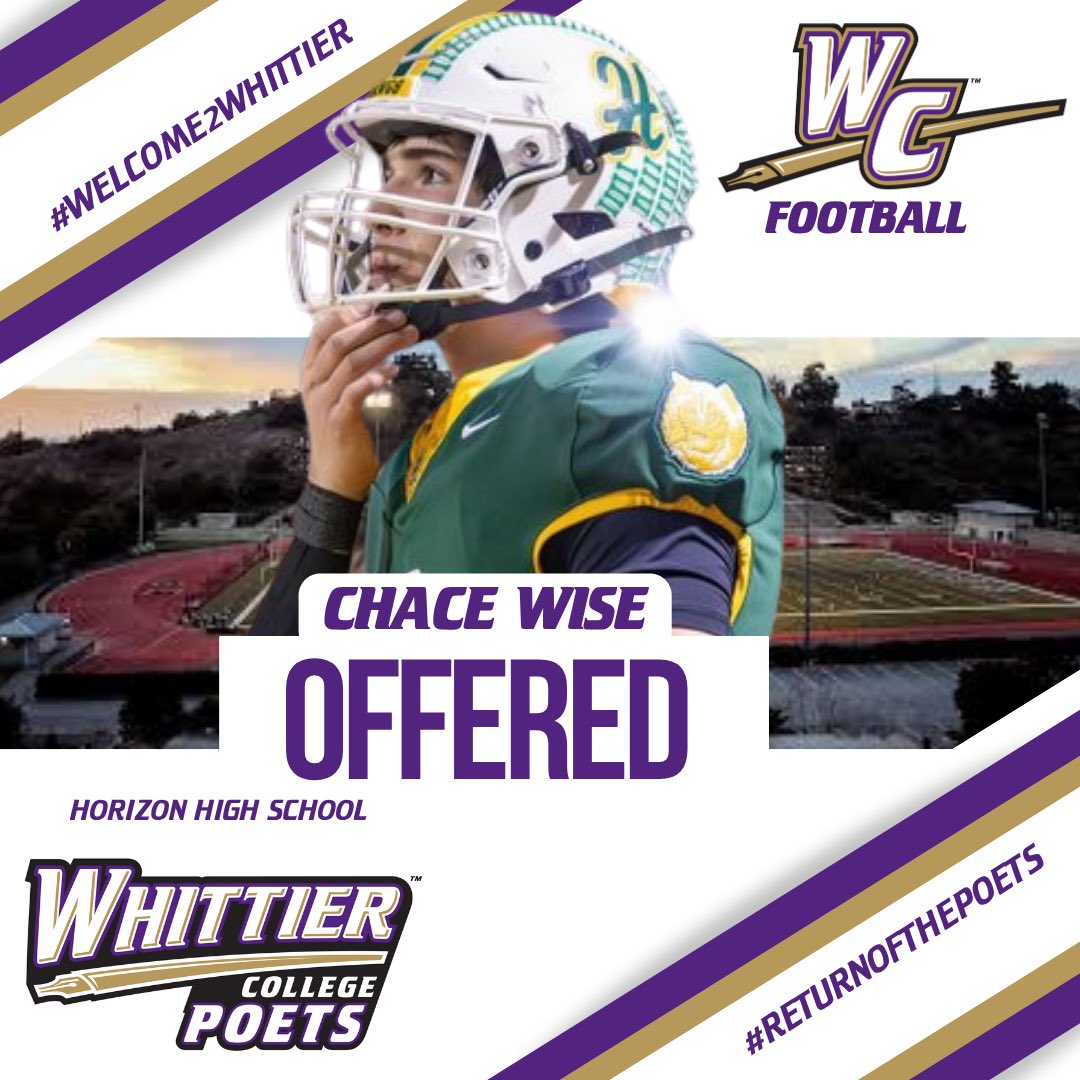 Chace_Wise's tweet photo. After an amazing visit with @CoachYog and conversation with @Coach_CoryWhite I’m blessed to receive an offer from Whittier🔥🙏.

@CoachDitmore @D_Anderson_2
@JaysonHagerty @_ChetJohnson @hzfbfamily
@azc_obert @therealbeadle
 @WClay99 @BJMedia1 https://t.co/mmlzsxsnRL