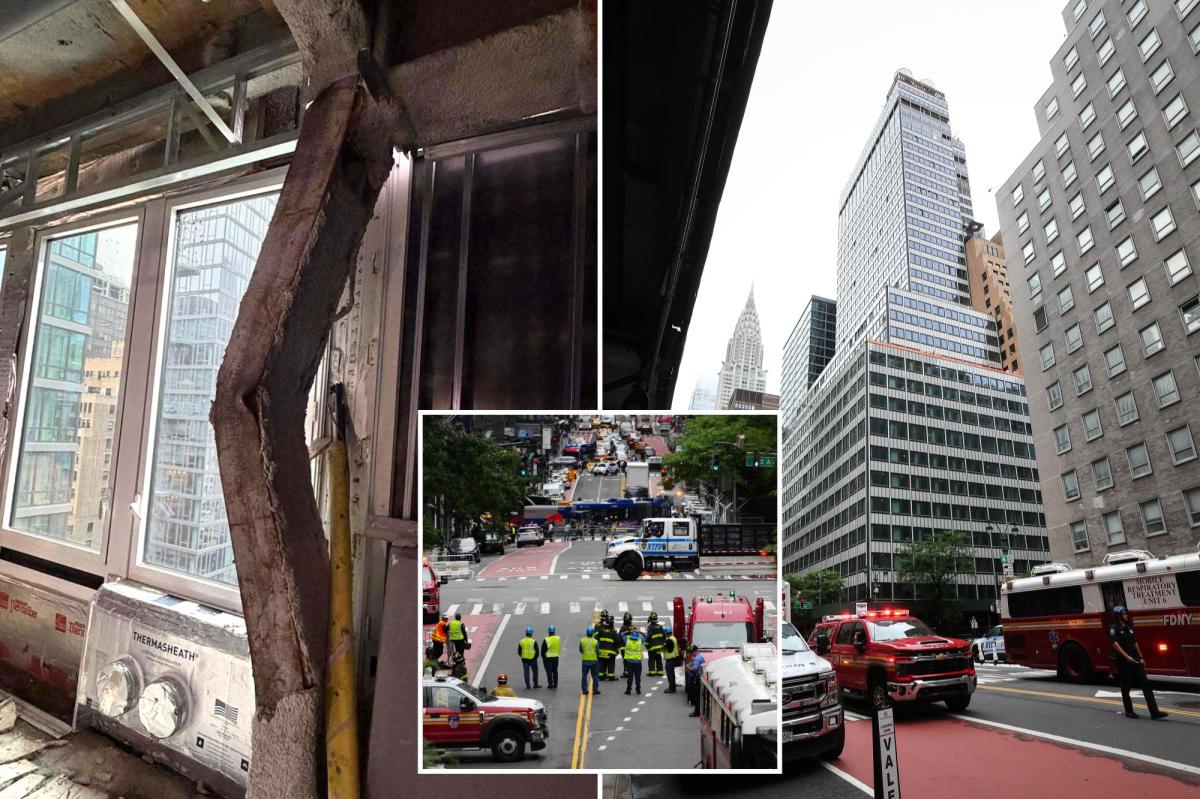 nypost's tweet photo. Midtown NYC building 'shifting' and in danger of 'localized collapse': officials https://t.co/22C1ZOUolJ https://t.co/UXoHduGtX6