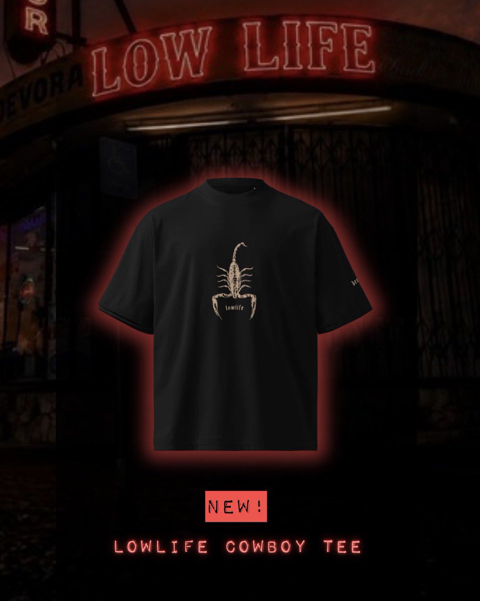 devoramusicxo's tweet photo. 🦂 Limited drop!! The LOWLIFE scorpion and cowboy shirt— very limited supply. These shirts are super thick and oversized for a street fashion feel. You guys are gonna love em. Grab em before they’re gone! Xoxo 

https://t.co/6aMmb2GOYA https://t.co/CnKfkNchXM