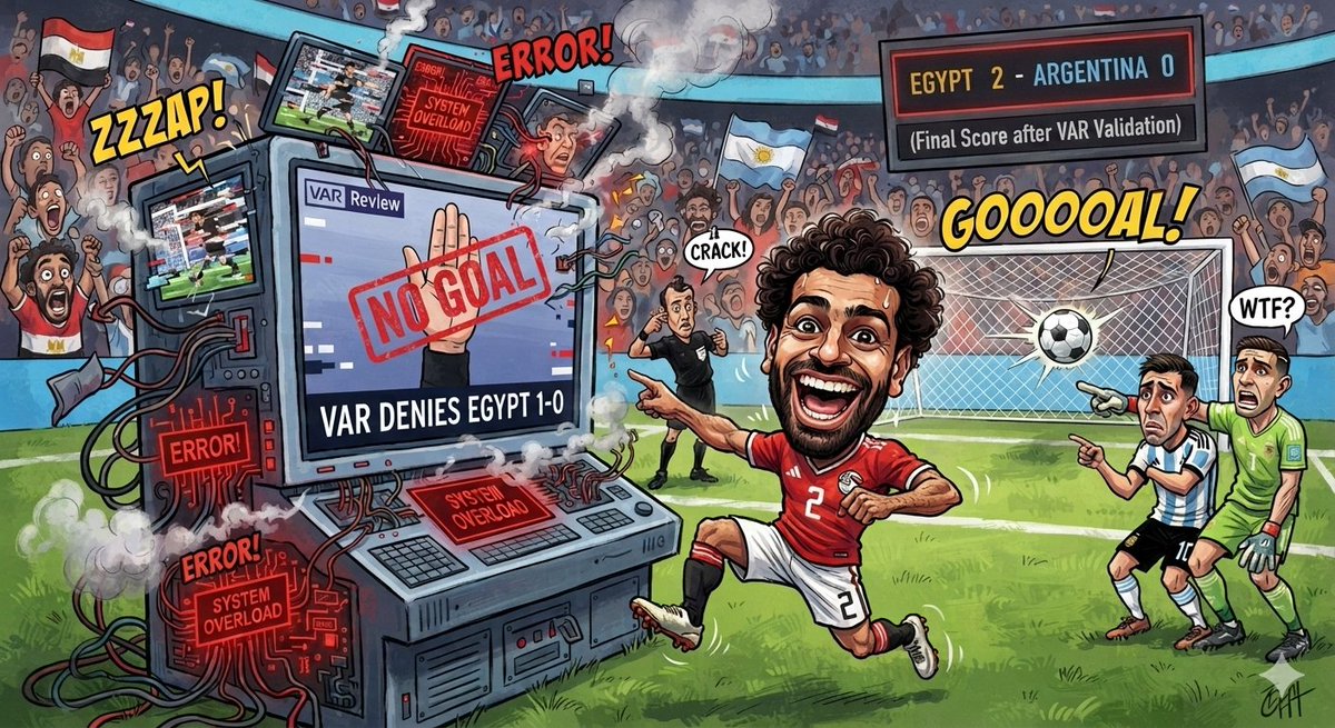 deepkarki's tweet photo. #egypt smashes second goal again vs #argentina after being denied by #var #argvsegy #messi #salah #fifa https://t.co/exeJZM5JoS