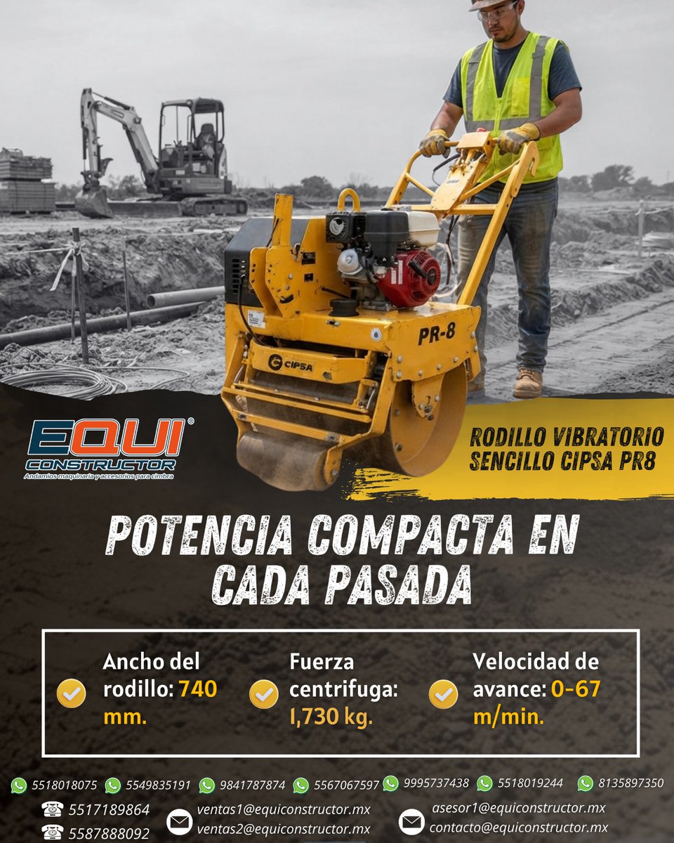 ConstructorEqui's tweet photo. Gracias a su diseño compacto y su sistema hidrostático, se mueve con total agilidad cerca de paredes y banquetas, compactando asfalto y bases con la fuerza de un gigante. ¡El aliado que tu cuadrilla vial necesita! Solo en Equiconstructor. 🔥
#Equiconstructor #CIPSA #RodilloPR8 https://t.co/FlRFFvAGxv