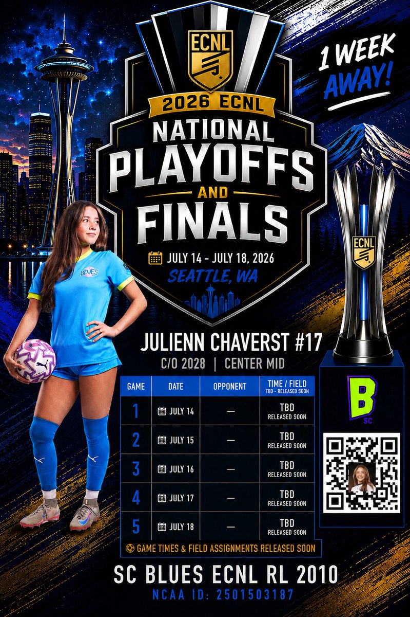 JChaverst17's tweet photo. Excited to be heading to Seattle for the 2026 ECNL RL National Playoffs &amp; Finals with SC Blues ECNL RL 2010! ⚽️💙

📍 60 Acres Park | Seattle, WA
📅 July 14–18, 2026

#17 | CM | Class of 2028

#ECNLRL #SoccerRecruiting #ClassOf2028 #CenterMid #Nationals #RoadToNationals https://t.co/V128bEU2Bm