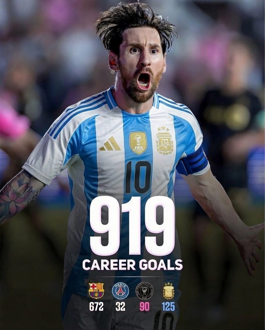 MessiXtraHQ's tweet photo. 🚨 Lionel Messi is now just 81 goals away from 1000 career goals. 🤯 https://t.co/l3eyxBVmxZ