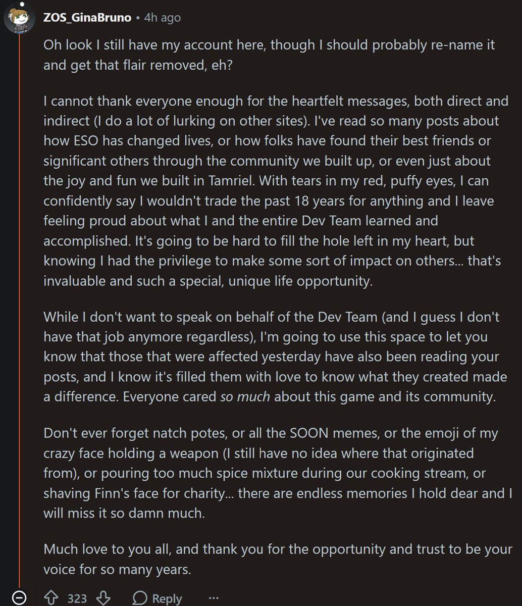 Tea_The_Khajiit's tweet photo. A message from Gina from the Elder Scrolls Online Reddit 🥹 https://t.co/lj0GPO8bxJ