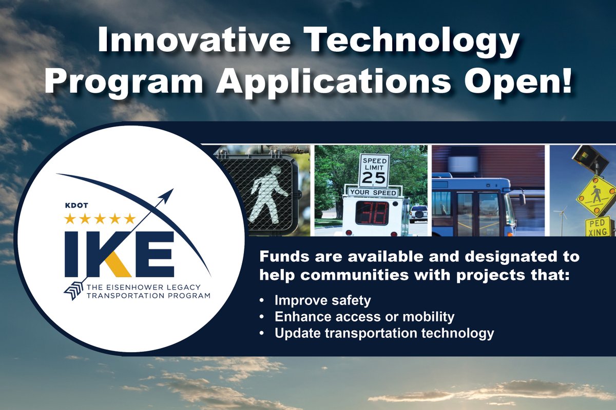 KDOTHQ's tweet photo. Innovative Technology Program applications are now open! This program provides financial assistance for innovative transportation-related projects that promote safety, improve access or mobility and implement new transportation technology.
Full story: 
https://t.co/yJF6tgxXo3 https://t.co/KgVW7E6nTF
