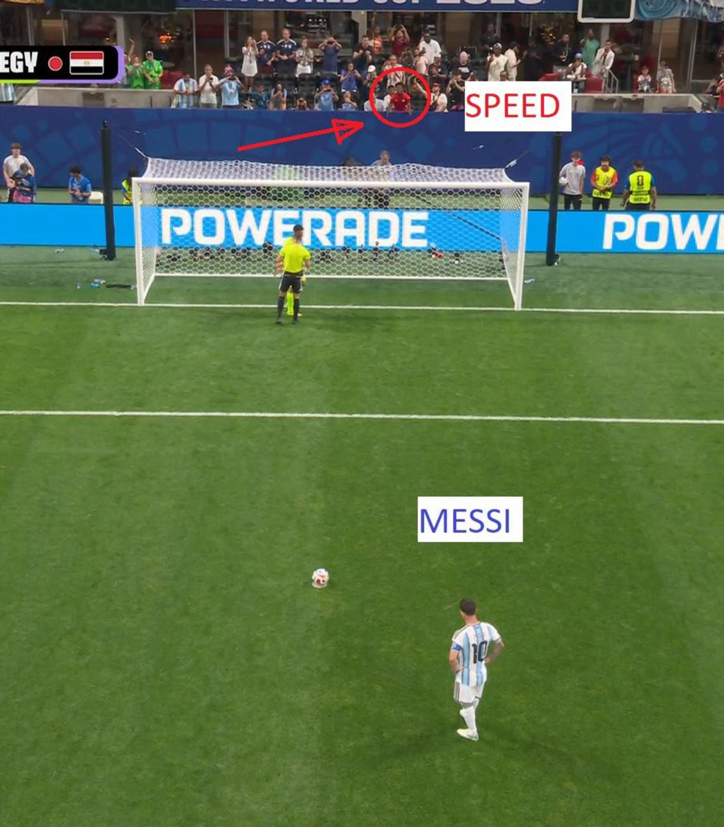 Dexerto's tweet photo. Lionel Messi may have been able to see IShowSpeed taunting him as he missed his penalty against Egypt https://t.co/hyL7MCoXdz