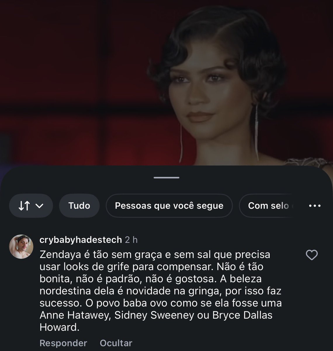 JosyRamos's tweet photo. Hoje no meu vídeo sobre a Zendaya uma
poc branca comentou que ela é sem sal e não tem a beleza de *atrizes brancas* JURO https://t.co/PRdiuo6RTc