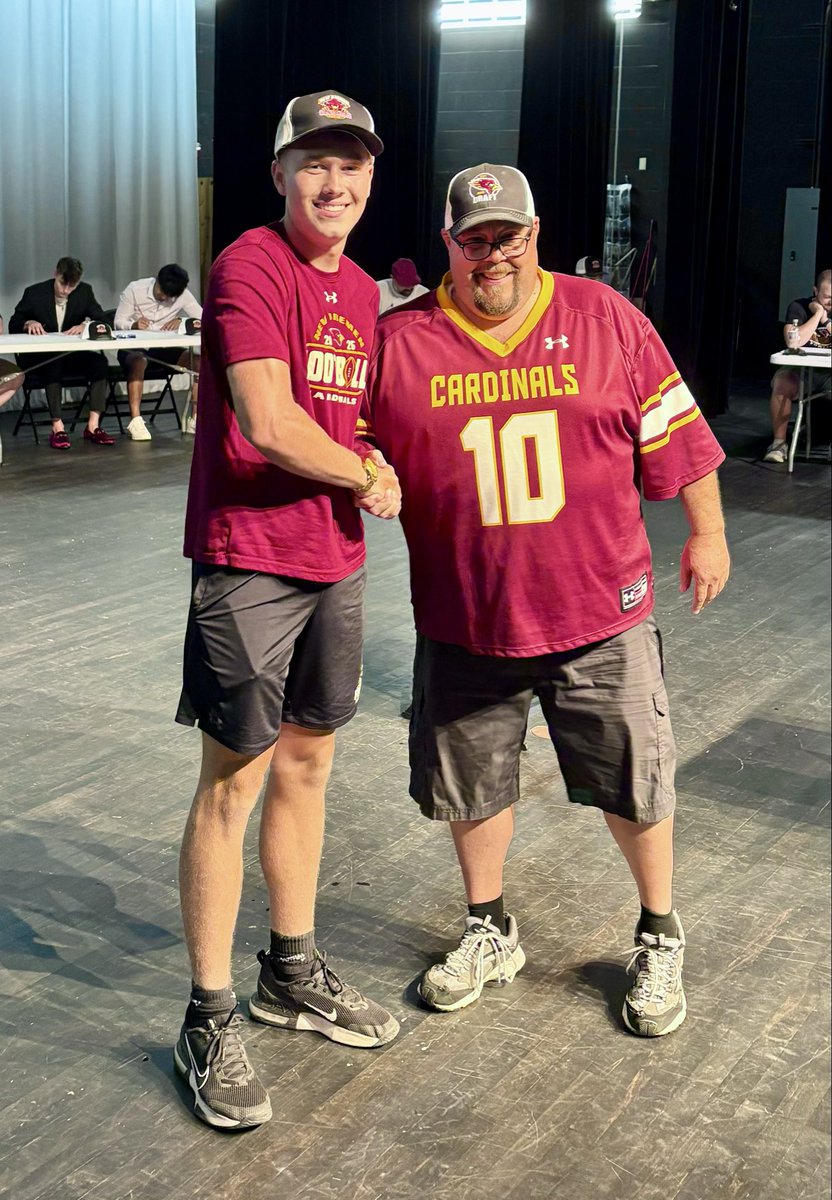 CP_Schmidt's tweet photo. Thank you to Scott Frey for his emcee duties again last night for our 3rd annual football team platoon draft. Hard to believe that the official start of the season is less than a month away! #H2M @NewBremenSports https://t.co/yKcL0llgmK