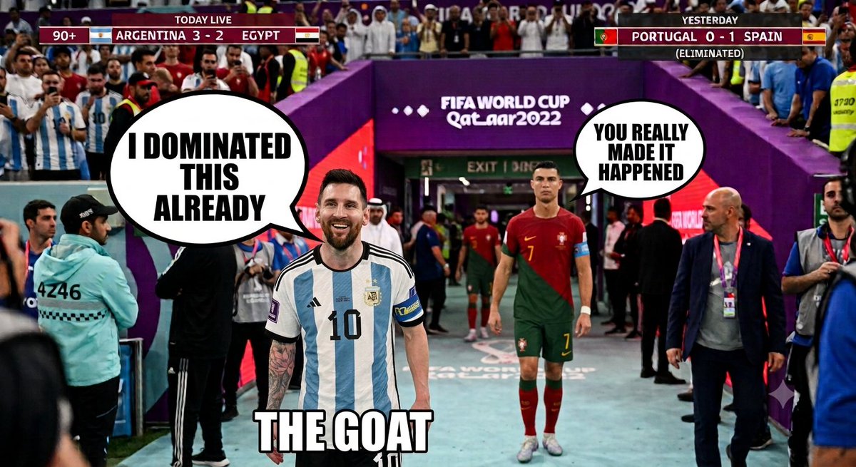 CeoAllhotCrypto's tweet photo. #Goat Will be Goat 🐐 
#Messi #Argentina #Ronaldo #Fifa #Fernandez #GOATS https://t.co/ZDfiBP9Ce1