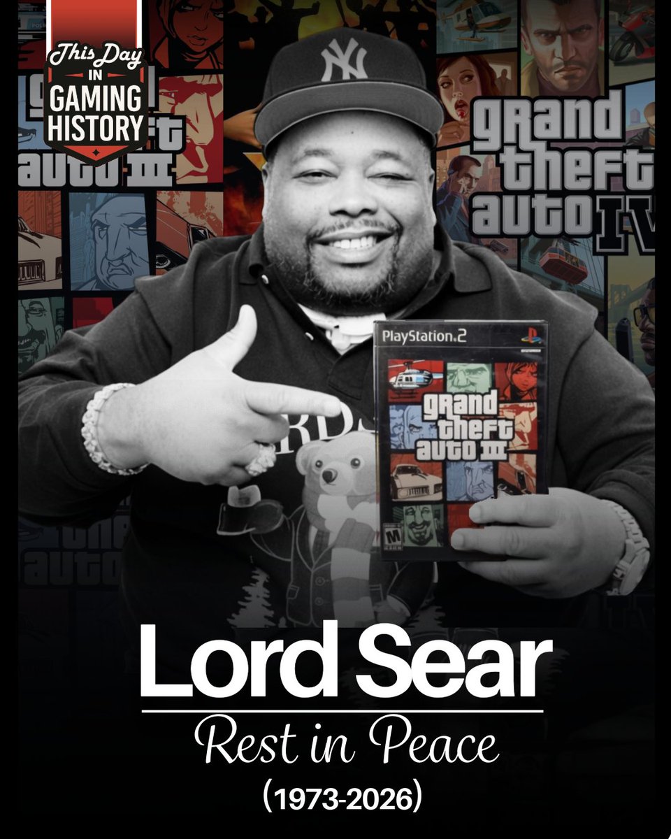 ThisDayGaming's tweet photo. Remembering Lord Sear on his birthday — Gaming &amp; Hip-Hop Legend 🎤

The beloved radio host, rapper, and voice actor who brought Game FM to life in GTA III, appeared in GTA IV, and shared a 25+ year friendship with Eminem. Gone far too soon, but his voice and impact continue. https://t.co/hWZiBLE2w4