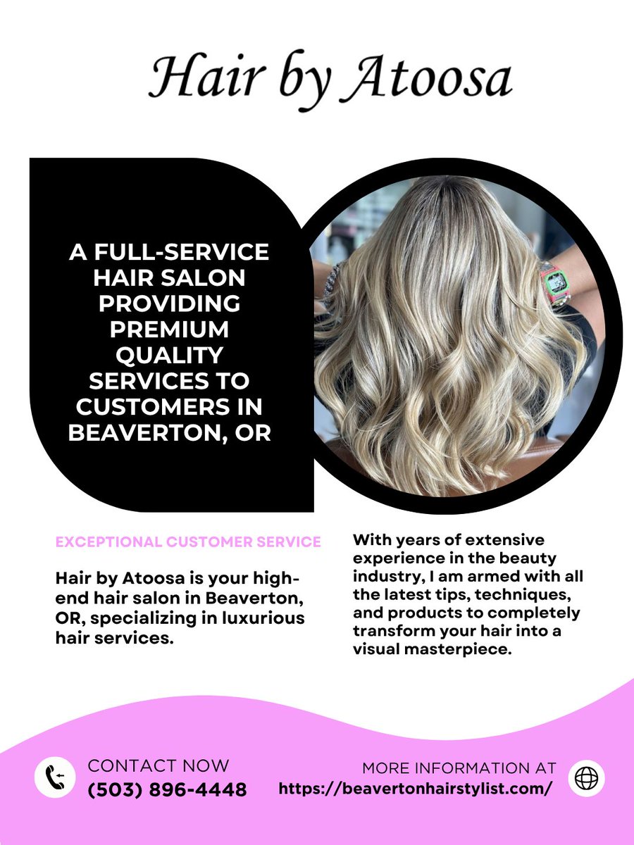 AtoosaBy's tweet photo. Brighten your appearance with customized highlights that add dimension and movement to your hair. I create results tailored to your style. Claim your spot on my schedule today! #Highlights #FreshHair #StyleWithConfidence
https://t.co/uUWwidhr7n https://t.co/qObosPVgSj