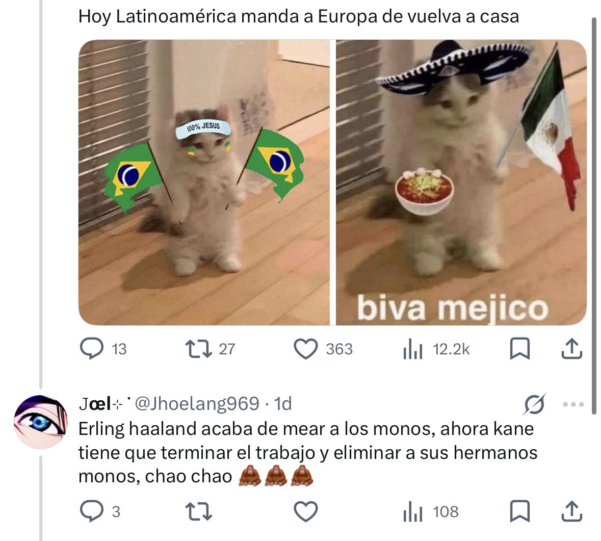KarlaGameezz's tweet photo. @vermillioune @veronailin @yendri_laiton no llores amor, estoy haciendo lo que precisamente tus paisas hacen, al burlarse de México y Brasil con temas nada que ver, uno de tantos que andan obsesionados, así que ciérralo. https://t.co/KmA8XuxU3d