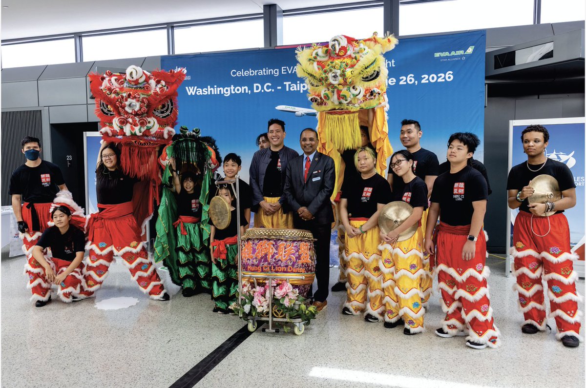 Kannanforva's tweet photo. A historic day recently at @Dulles_Airport welcoming the inaugural @EVAAirUS nonstop flight from Taipei! Dulles is Virginia’s gateway to the world, and this new route will help drive new tourism, investment, and international partnerships. Congratulations on this milestone! https://t.co/a3qNPwGUAA