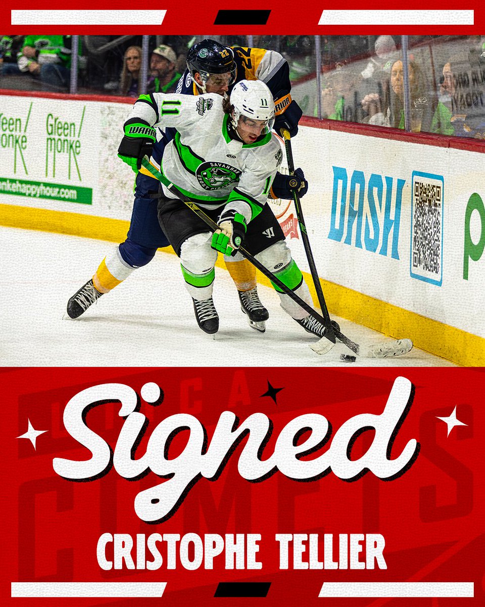 UticaComets's tweet photo. NEWS: We have signed former Savannah Ghost Pirates forward Cristophe Tellier to a one-year AHL contract! https://t.co/aDUDtywUAH