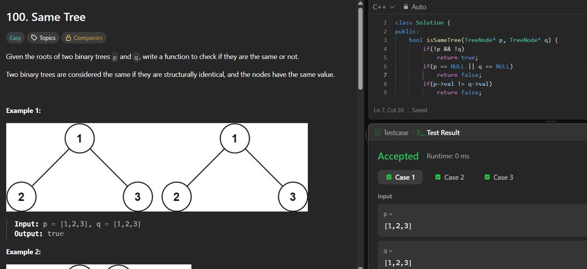 lil_meee15's tweet photo. 📅 Day 37 - #SDESheetChallenge

✅ POTD: Concatenate Non-Zero Digits and Multiply by Sum I

✅ Completed 4 problems from the Binary Trees list II

@striver_79 

@takeUforward_ https://t.co/SZVJXgOtWJ