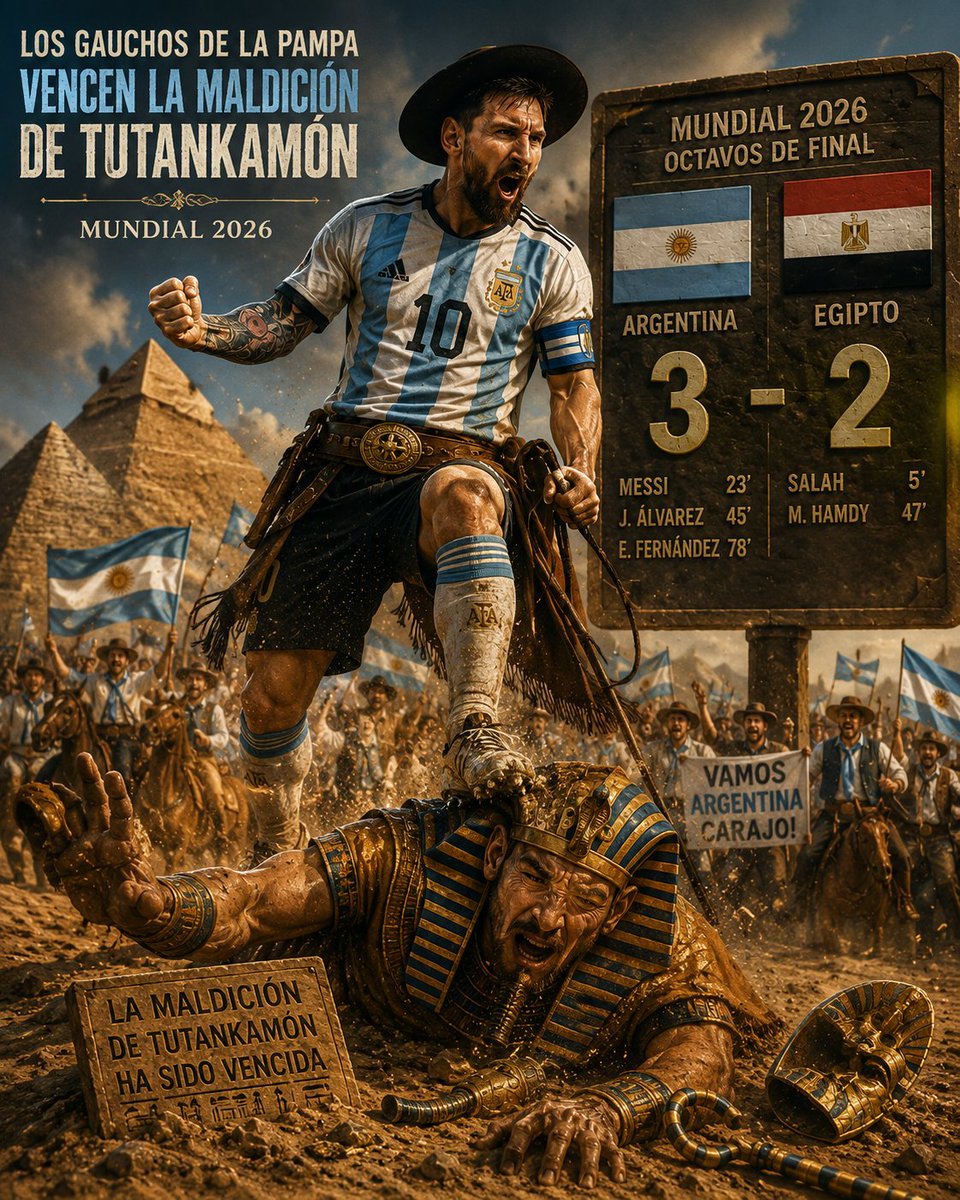 rafasenises's tweet photo. Argentina da la vuelta a un gran partido de Egipto. 3-2
#mundialdefútbol2026 #argentina #egipto https://t.co/LcDOQf92RU