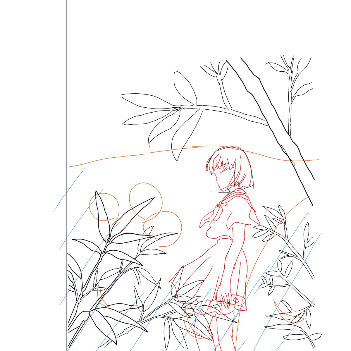 7re177's tweet photo. wip~~°、アニメ見ながらやったせいでキャラも付け足してしまった。逃げるかも🎋　#イラスト https://t.co/CGwFW6cKyp
