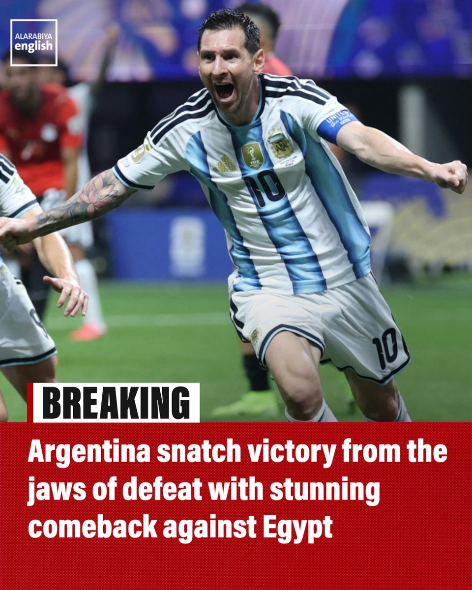 BREAKING: Argentina snatches victory from the jaws of defeat, staging a stunning 3-2 comeback against Egypt to keep the defending champions World Cup title defense alive.