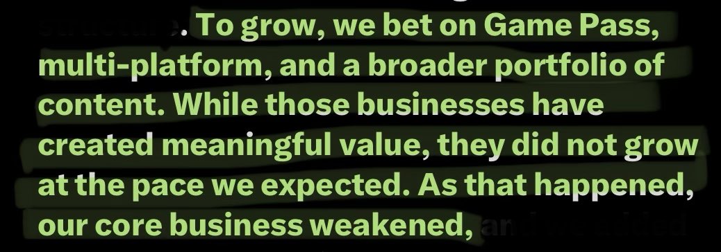 RetroRonnie808's tweet photo. @HazzadorGamin To finish off where you stopped. Same paragraph. “As that happened our core business weakened”

Elder Scrolls 6 and Fallout 5 will highly likely be Exclusive to Xbox consoles and PC. https://t.co/8aQKN2iVko
