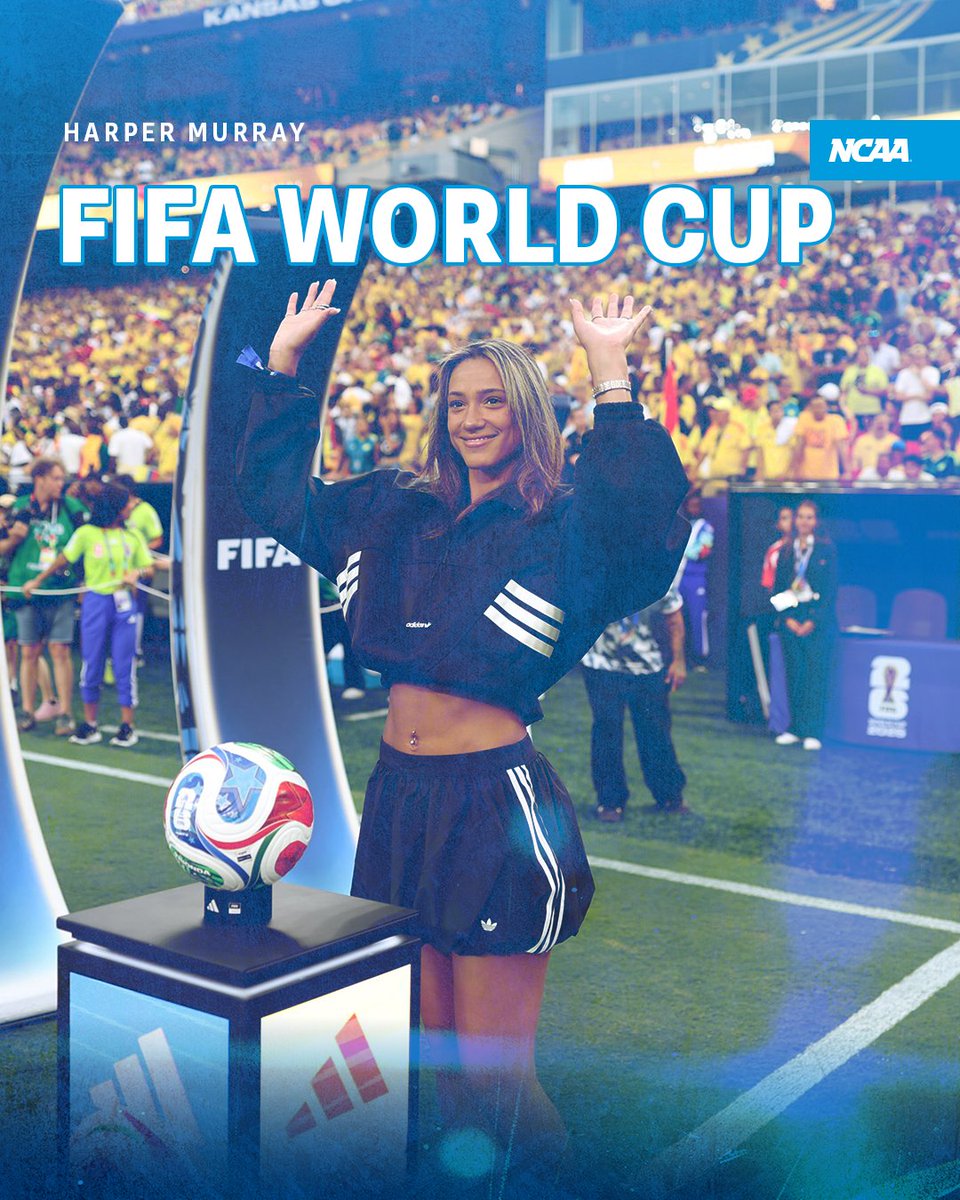 NCAA's tweet photo. .@HuskerVB ➡️ @FIFAWorldCup 

Volleyball star @harpermurray4 was selected to serve as the Stadium Captain for the Colombia vs Ghana match! ⚽️

@NCAAVolleyball x @Huskers https://t.co/NjGx763hOd