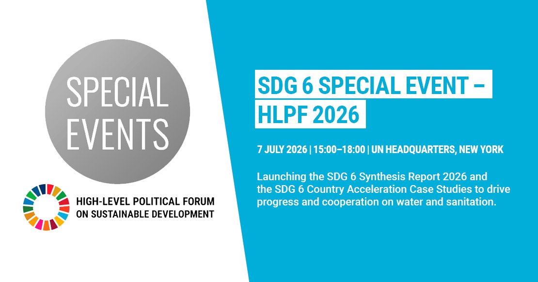 UNDESA's tweet photo. 📅 Join @UN_Water today, 7 July at #HLPF2026.

The #SDG6 Special Event will feature:
💧 Launch of the UN SDG 6 Synthesis Report 2026
💧 Launch of the SDG 6 Country Acceleration Case Studies
💧 Open Dialogues on the 2026 UN Water Conference

https://t.co/bBz2gQehvk

#WaterAction https://t.co/s0MiJhgamg