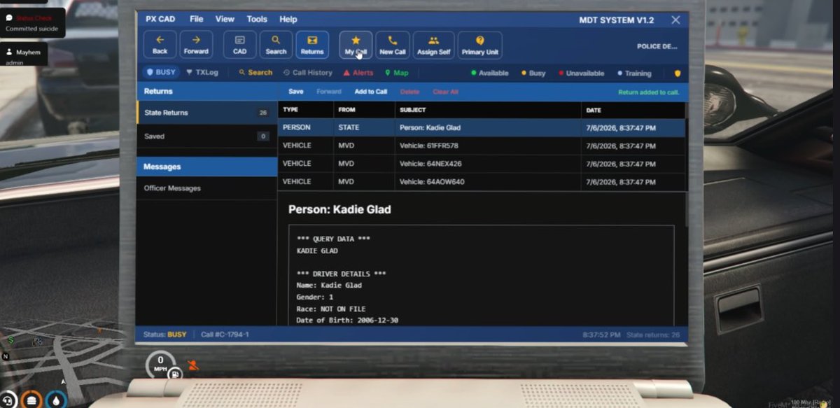 ProjectXCore's tweet photo. Are you passionate about cop RP? We’ve been cooking up some amazing features for the most realistic cop interfaces. We will be accepting people for LEO and EMS soon - hop in our Discord to stay tuned that announcement! #projectx #fivem #fivemroleplay #gtarp #fiverp https://t.co/mHjA105VyX