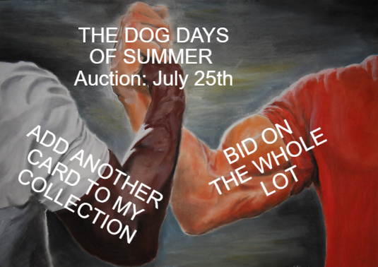 AuctionsGalaxy's tweet photo. THE STRUGGLE IS REAL! 😅

Add JUST ONE MORE CARD… or bid on the WHOLE LOT? 👀

🌞 Galaxy’s DOG DAYS OF SUMMER Auction lands July 25th!

🪐 100+ lots of Modern Sports Cards, TCGs, rare finds &amp; more. New lots added daily!

🔥 VIEW CURRENT AUCTION AT:
🌌 https://t.co/yNWDoPL0UL https://t.co/F48AIRqrdJ